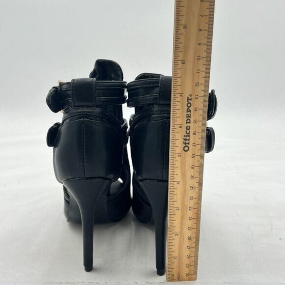 XYD Women Peep Toe Ankle Bootie High Heels Buckled Double Straps Cutout Fashion - Picture 5 of 8